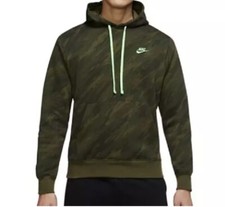 Nike Men's Sport Essentials Green Camo AOP Pullover Hoodie DD5126-010  Size S