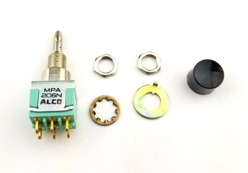 Alcoswitch MPA206N, DPDT ON-ON, Mini Push Button Switch 6A@125V, 4A@28V DC - 第 1/1 張圖片