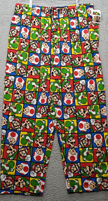 Nintendo Super Mario Pajama Pants Mens 2XL Multi Allover Mario Grid Yoshi Comfy