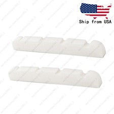 2PCS 38mm Bass Guitar Pre-Slotted Flat Bottom Bone Nut 4 String For Jazz Bass