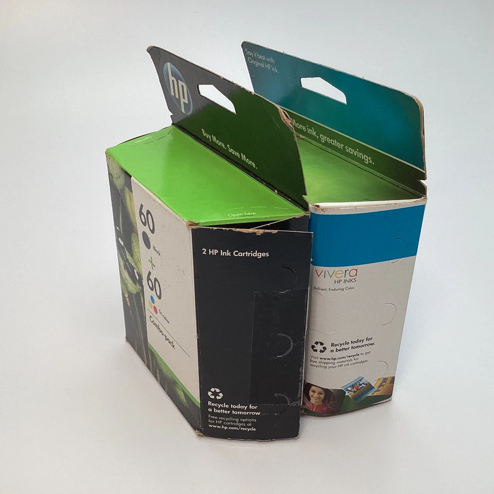 Combo de cartucho de tinta HP 60 preto e tricolor pacote com 4 - datado de 2010 e 2012 - Leia - Imagem 3 de 4