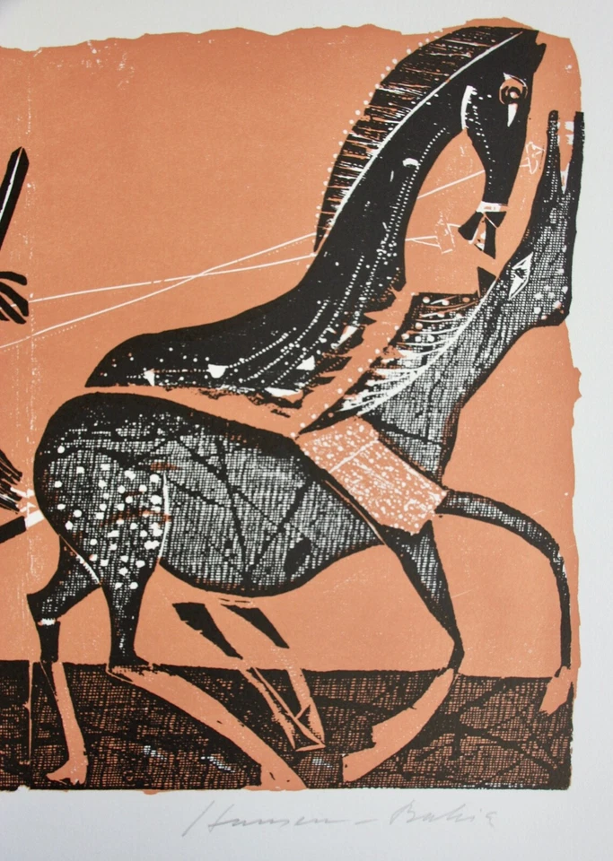 Karl-Heinz Hansen Bahia (1915-1978) signierter Farbholzschnitt "Pallas Athene" - Bild 4 von 4