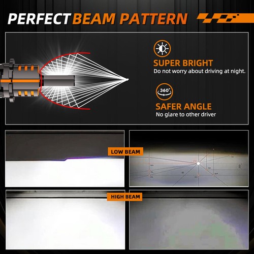2X D2S D2R LED Headlight Bulb Replace HID Xenon Conversion Kit 6000K Hi/Lo Beam - Picture 8 of 10