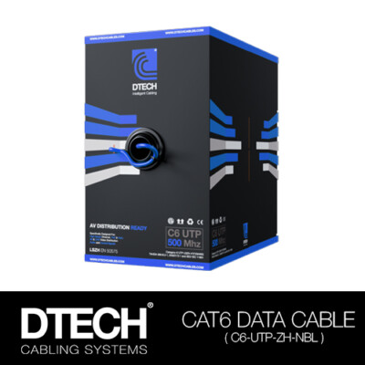 DTECH Cat 6 HDBASET BLUE 23AWG 500MHZ AV Ready Daten/PoE+/4K Kabel - 305M Rolle