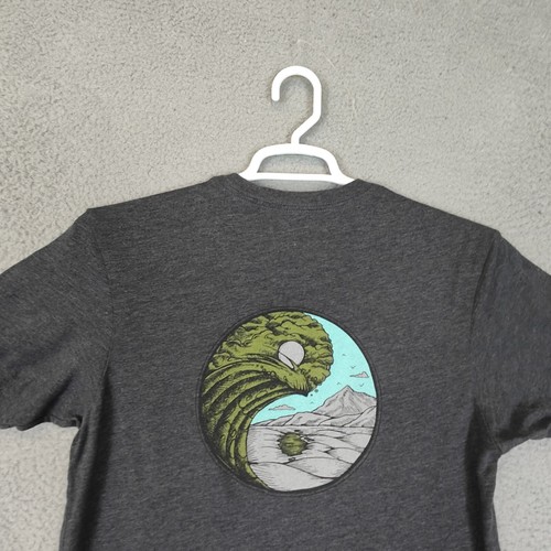 Prana Shirt Mens Medium Grey Crew Neck Short Sleeve T-Shirt Spell Out Ying Yang - Picture 9 of 11