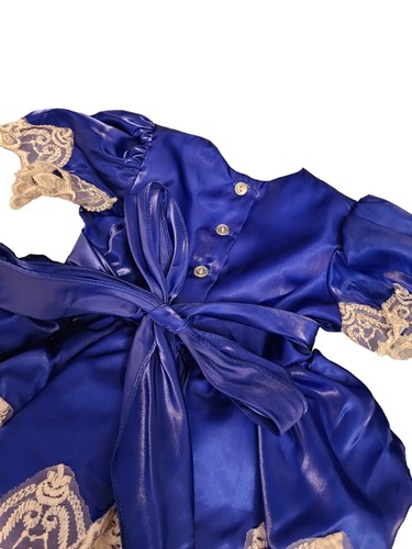 Lida Size 1 Girls Full Circle ruffle and lace Party Pageant dress White & blue - Picture 4 of 11