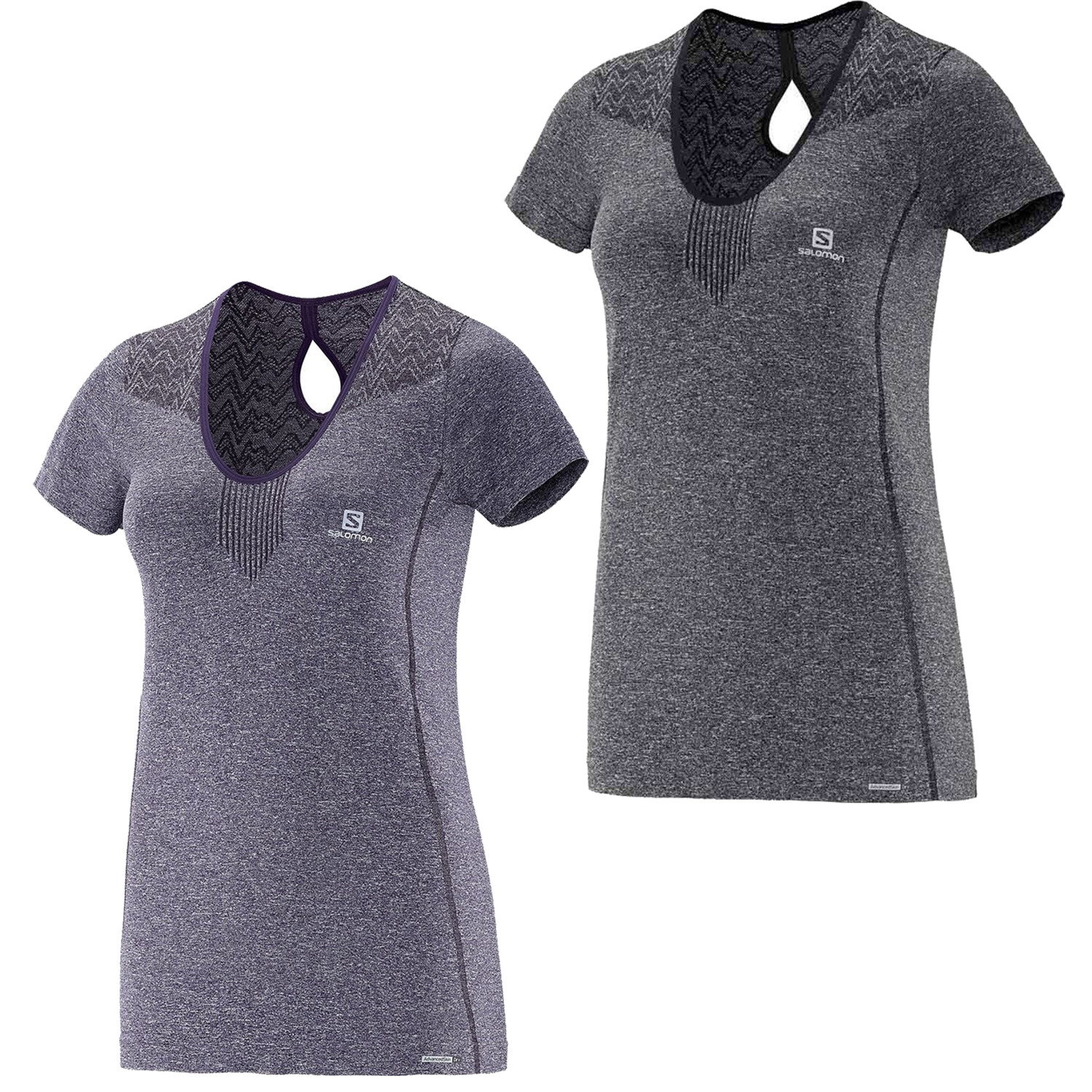 T shirt donna Salomon Elevate maniche corte senza cuciture allenamento allenamento NUOVA