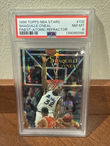 1996 TOPPS NBA STARS FINEST ATOMIC REFRACTOR SHAQUILLE O'NEAL PSA 8 SSP SHAQ!!!