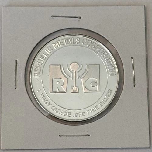 1 Troy Ounce .999 Fine Silver Bullion Republic Metals Corporation Coin