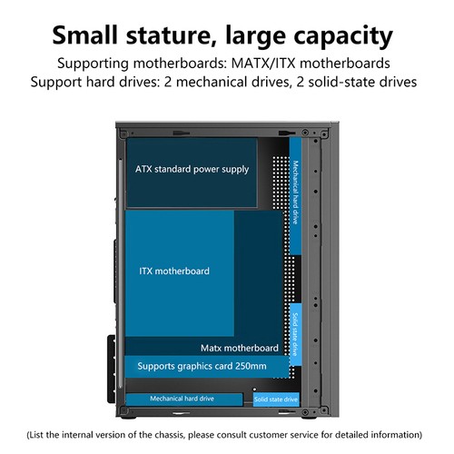 Micro ATX/ITX Transparent DIY PC Case Glass Desktop Computer Case HDD*2+SSD*2 - Photo 11/14