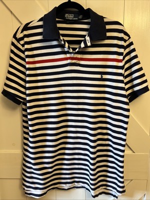 Polo Ralph Lauren Men's Red/White/Blue Custom Fit Short Sleeve Polo Size  GUC