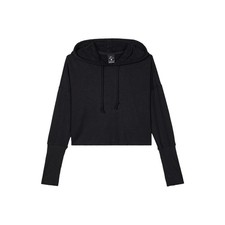 Nike Solid Color Printed Logo Hooded Cropped Sweatshirt for Women in Black