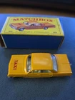 VINTAGE 1960s MATCHBOX LESNEY CHEVROLET IMPALA TAXI #20 WITH ORIGINAL BOX YELLOW