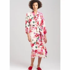 NWT Natori Sofia Kimono Robe in Chanpagne Winter White Floral Robe S