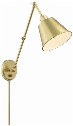 Crystorama Mitchell Aged Brass Hardwire Plug-In Wall Lamp - Picture 2 of 7