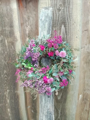 Kranz 35 cm Eukalyptus grün rosa grau Naturkranz Jahre haltbar Türkranz - Bild 1 von 3