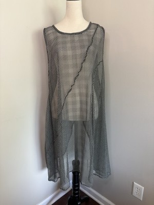 Dress to Kill Jane Mohr Sheer Tunic Top Asymmetric Black White Women s One Size