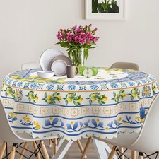 cusugbaso Lemon Round Tablecloth 60 inches - Mediterranean 60" Round ,