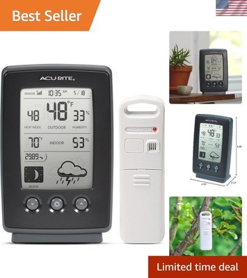 Wireless Weather Forecaster with Indoor/Outdoor Temperature & Moon Phase Display