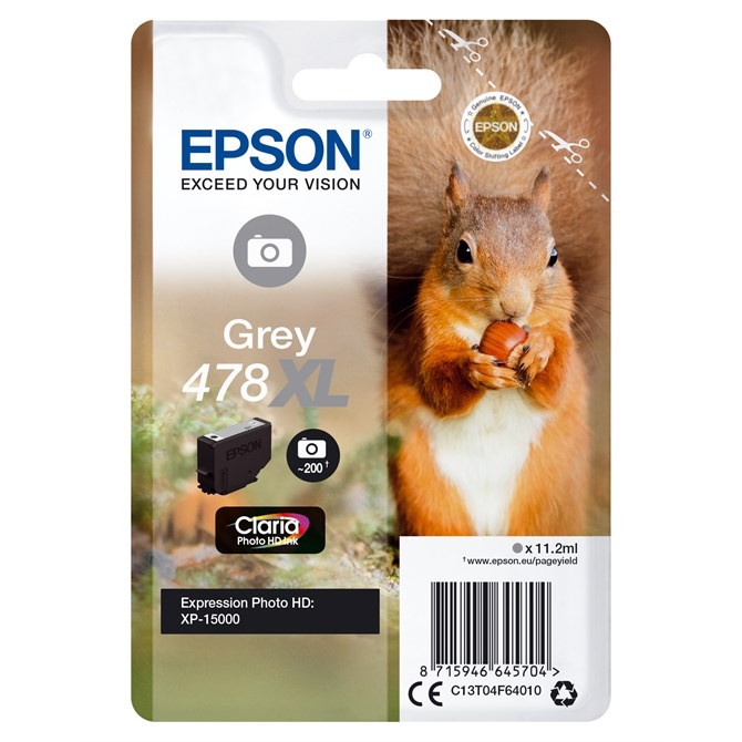 Epson Grey 478XL Original Claria Photo Hd High Capacity Ink Cartridge (Squirrel) - Image 3