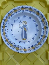 Antique Italian Renaissance Porcelain Centerpiece Bowl Large Plate Saints Monks