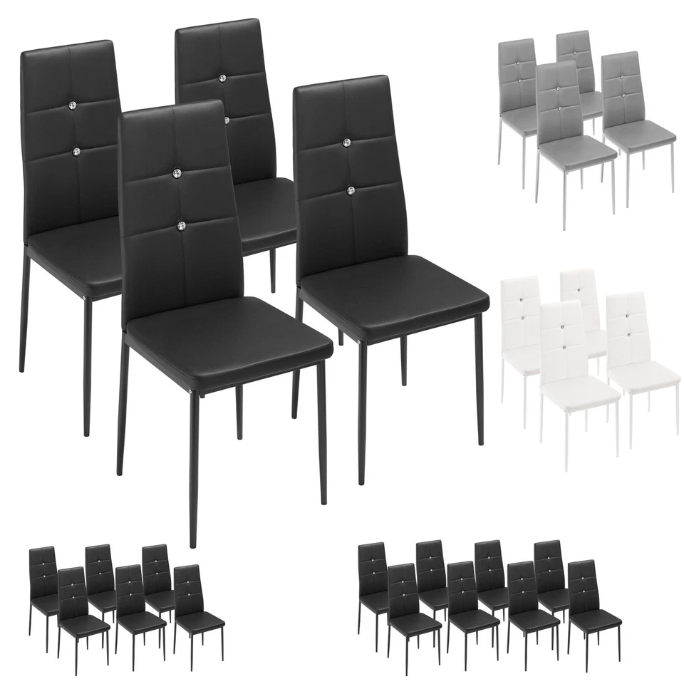 TECTAKE GMBH Set sedie sala pranzo acciaio imbottite rivestimento ecopelle schienale alto