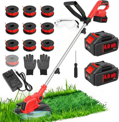 21V Cordless String Trimmer & Edger, 12'' Auto-Feed Grass Cutter with 4.0Ah Batte