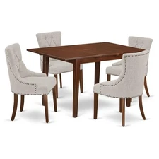 East West Furniture Norfork 5-piece Wood Dining Set in Mahogany/Doeskin