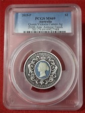 2019-P $2 AUSTRALIA 2oz .9999 SILVER Ag PCGS MS69 200th Ann ANTIQUE FINISH #0023