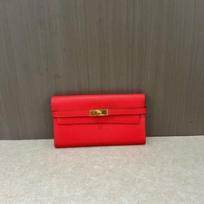 Hermes Kelly Flag Red Epsom Leather Wallet Gold Hardware - Excellent #A509UZ