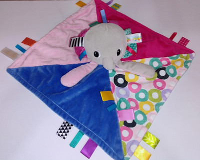 Bright Stars Taggies Lovey Security Blanket Plush Elephant 14'' Baby Soft Toy