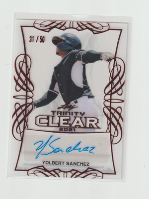 2021 Leaf Trinity-Yolbert Sanchez Red Rookie Autograph /50-White Sox/Braves