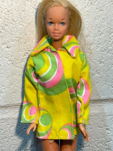 Vintage Barbie Clone Doll Clothes Jacket pink lime green  yellow Mod Era COAT