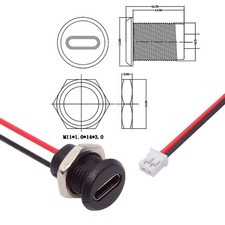 xiwai 5pcs/set DIY Type C Female Socket to 2Pin Header Cable Panel Mount Type