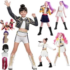 Kids Girls K-Pop Demon Hunters Costume Rumi Mira Zoey Cosplay Fancy Dress Outfit