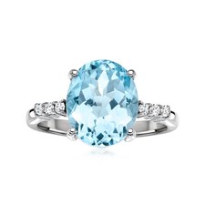 4.40 Carat Sky Blue Topaz Ring With .10 ct. t.w. White Topaz in Sterling Silver