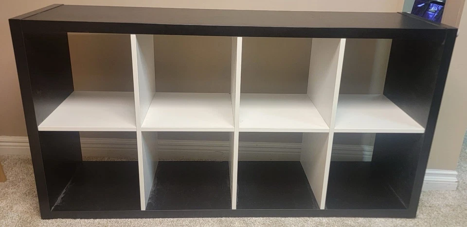 Полочный блок IKEA KALLAX белый черный, 30 1/8x57 5/8 - 8 кубических книжных шкафов блок хранения - Изображение 2 из 2