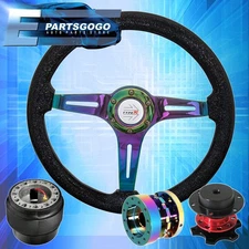 Quick Release For 92-95 Civic Sparkle Black Neo Chrome Steering Wheel Extender