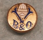 Antique B&O RAILROAD Gold Filled & Enamel RR Employee Lapel Stud * Scarce Style