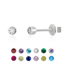3mm Birthstone Pure Titanium Earrings for Women, Hypoallergenic Earrings Studs S