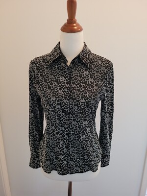 St. John Evening VERY UNIQUE Rhinestone Name Design Blouse, Women's Size 2