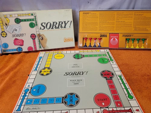 T•Vintage 1964 Sorry Board Game Slide Pursuit By Parker Brothers. Excellent Cond