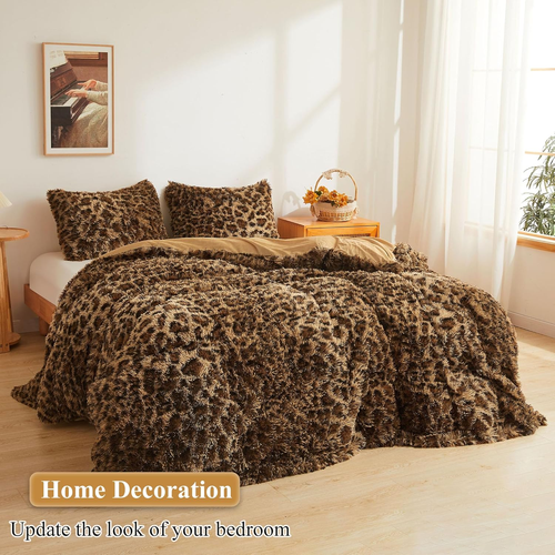 Cheetah Print Faux Fur Fluffy Pillowcases, Plush Shaggy Soft Long Pillow Covers, - 第 6/6 張圖片