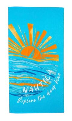 Nautica Cotton Pool Beach Towel 35'' x 66'' (Light Blue/Sun, One Size)