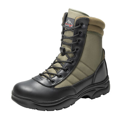 Leather Motorcycle Boots with Side Zipper Protective Combat Tactical Hiking NORTIV 8 Men main image 3