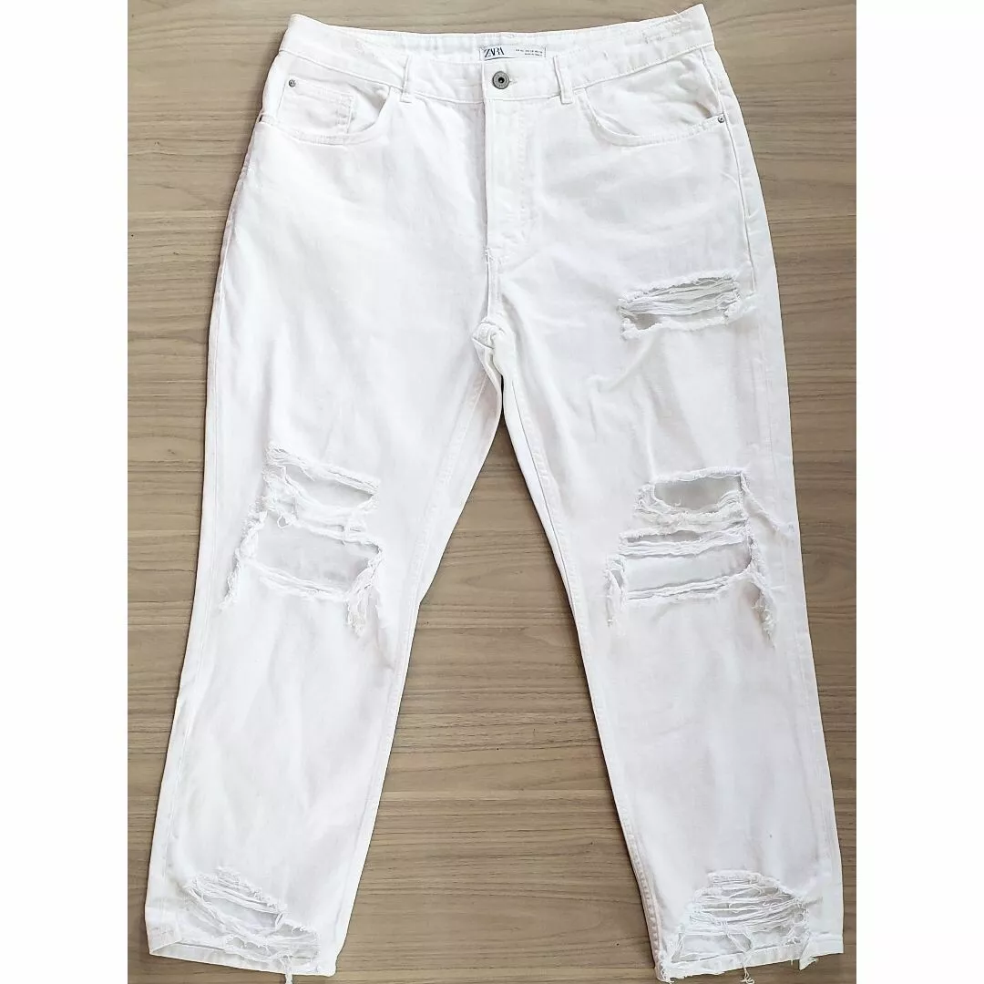 Zara white store ripped jeans