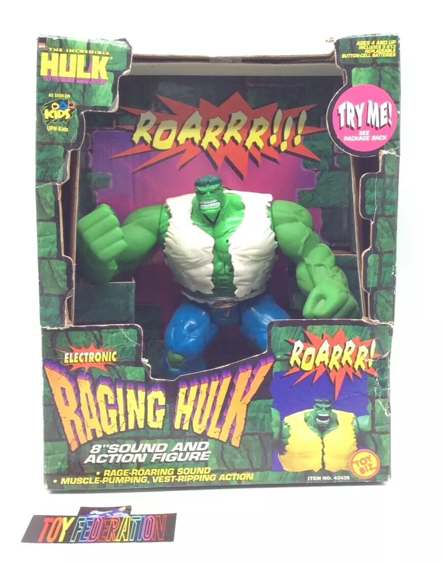 1997 ToyBiz Electronic Raging Hulk 8 Damaged Box
