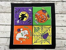 VTG Happy Halloween Witch Jack O Lantern Ghost Spider Bandana Handkerchief USA