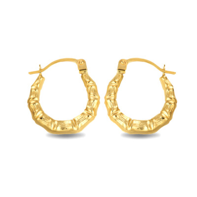14K Gelbgold Bambus Wende-Creolen (0,60'')
