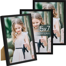 Upsimples 5X7 Picture Frame Set of 3, Made of High Definition Glass for 5 X 7 Bl
